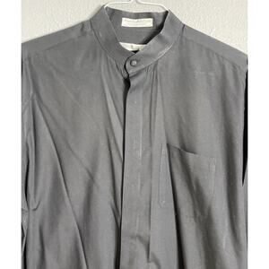 Diamante Shirt‎ Mens Large Black 16 1/2 Silky Shiny Button Collar Formal Luxury